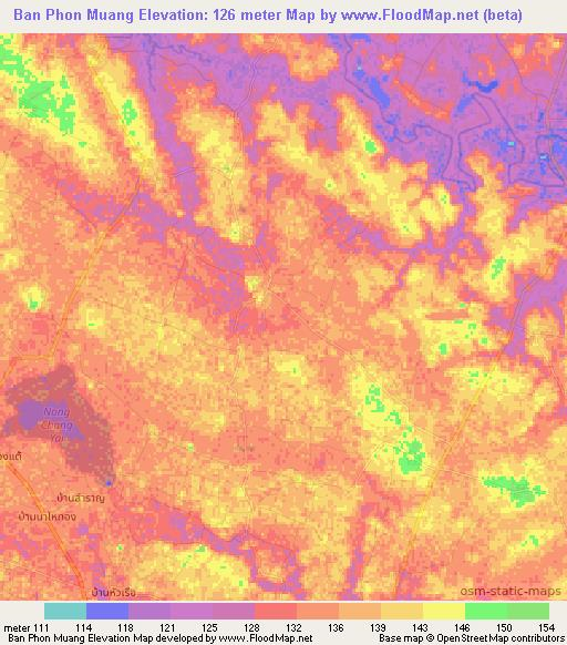 Ban Phon Muang,Thailand Elevation Map