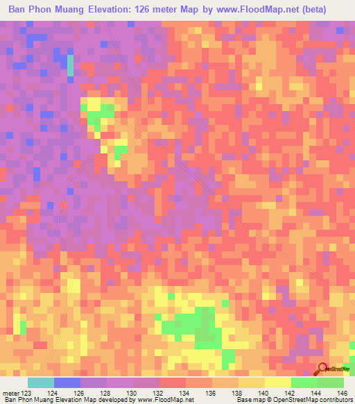 Ban Phon Muang,Thailand Elevation Map