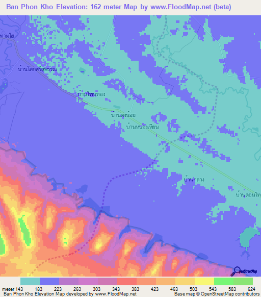 Ban Phon Kho,Thailand Elevation Map