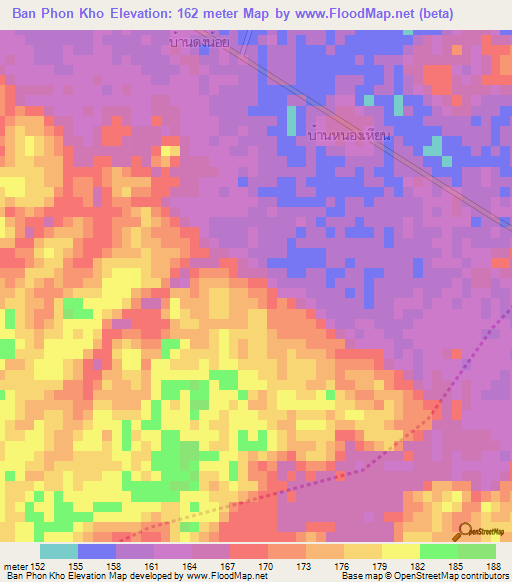Ban Phon Kho,Thailand Elevation Map