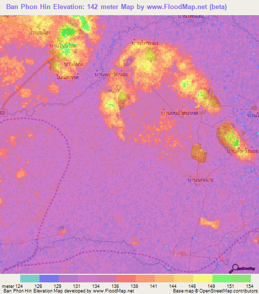 Ban Phon Hin,Thailand Elevation Map