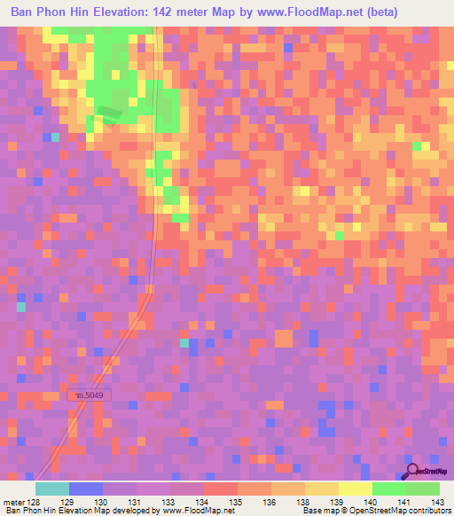 Ban Phon Hin,Thailand Elevation Map