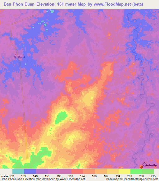 Ban Phon Duan,Thailand Elevation Map