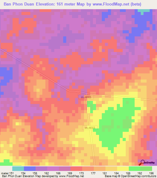 Ban Phon Duan,Thailand Elevation Map
