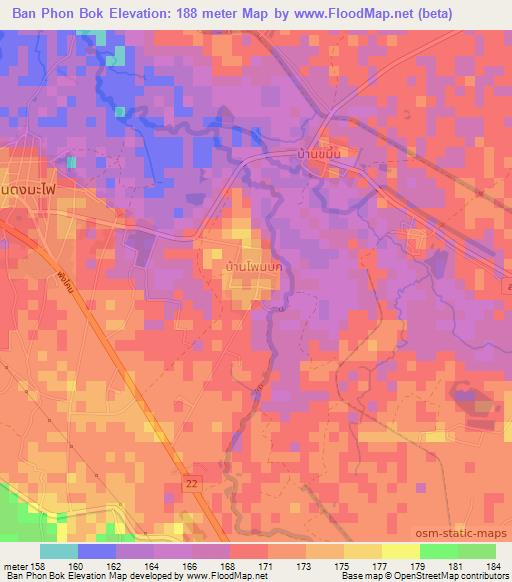 Ban Phon Bok,Thailand Elevation Map