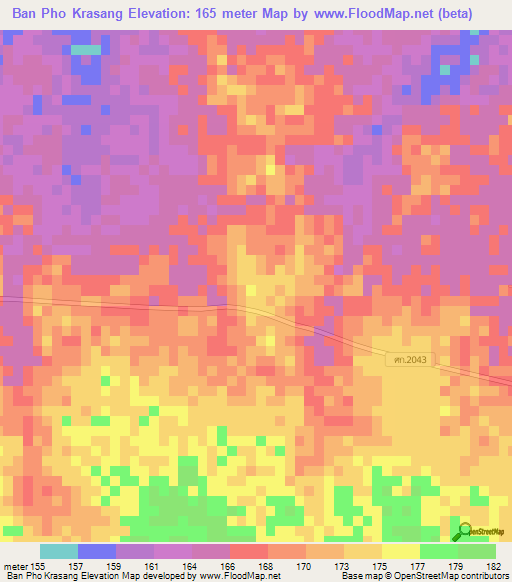 Ban Pho Krasang,Thailand Elevation Map