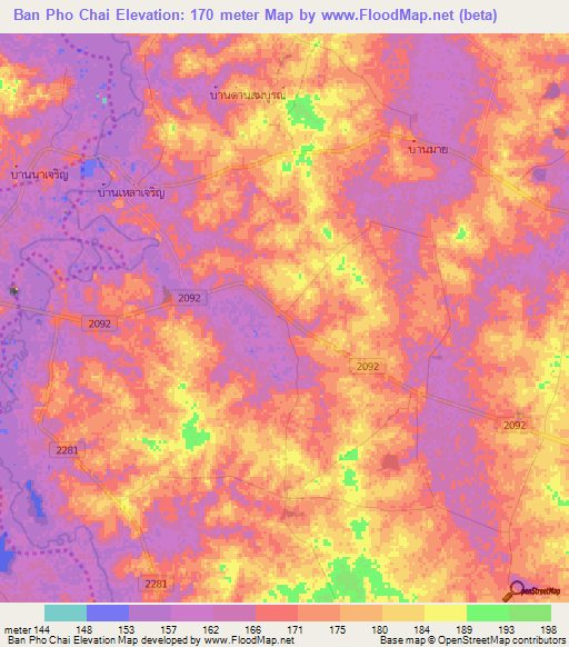 Ban Pho Chai,Thailand Elevation Map