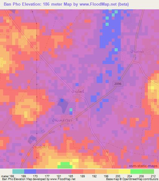 Ban Pho,Thailand Elevation Map