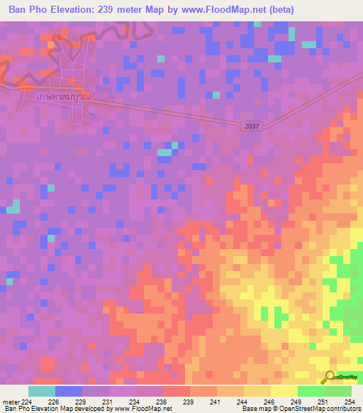 Ban Pho,Thailand Elevation Map