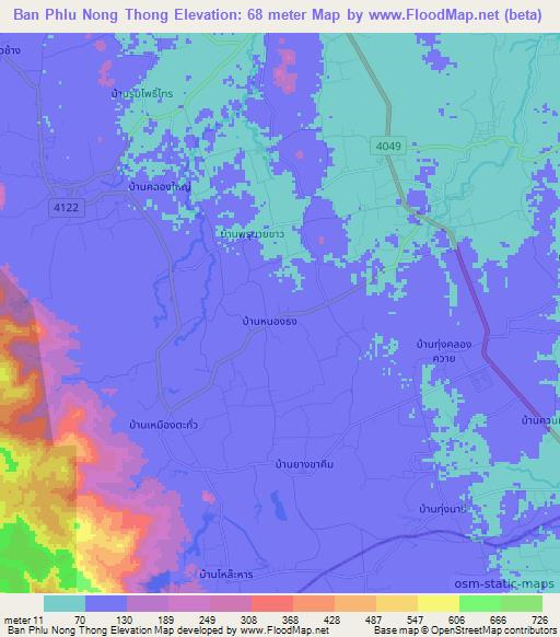 Ban Phlu Nong Thong,Thailand Elevation Map