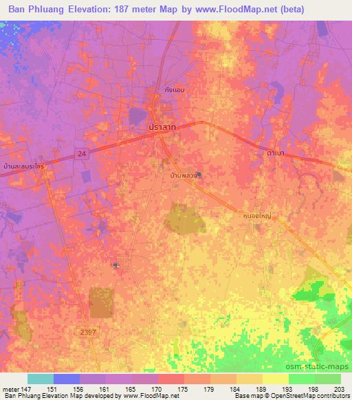 Ban Phluang,Thailand Elevation Map