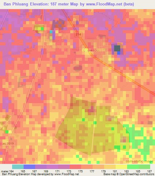 Ban Phluang,Thailand Elevation Map