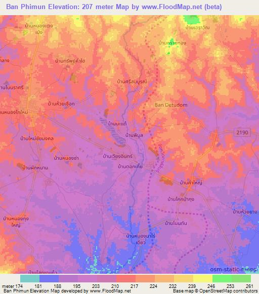 Ban Phimun,Thailand Elevation Map