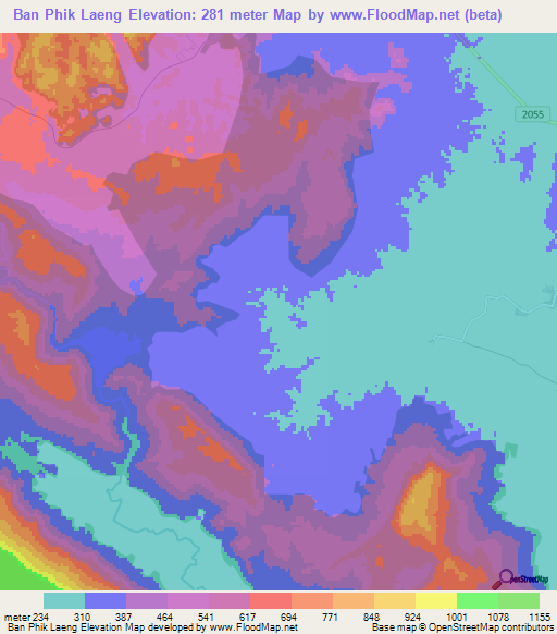 Ban Phik Laeng,Thailand Elevation Map
