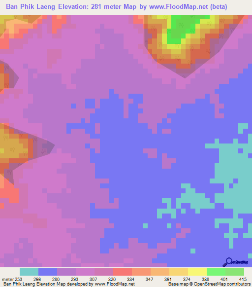 Ban Phik Laeng,Thailand Elevation Map