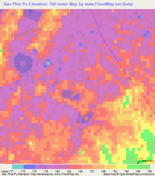 Ban Phia Pu,Thailand Elevation Map