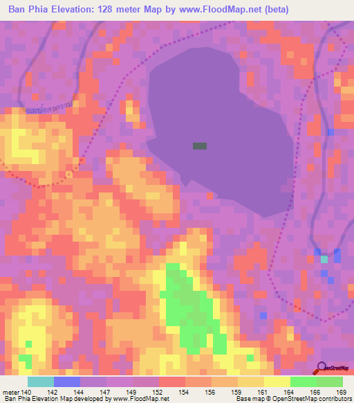 Ban Phia,Thailand Elevation Map