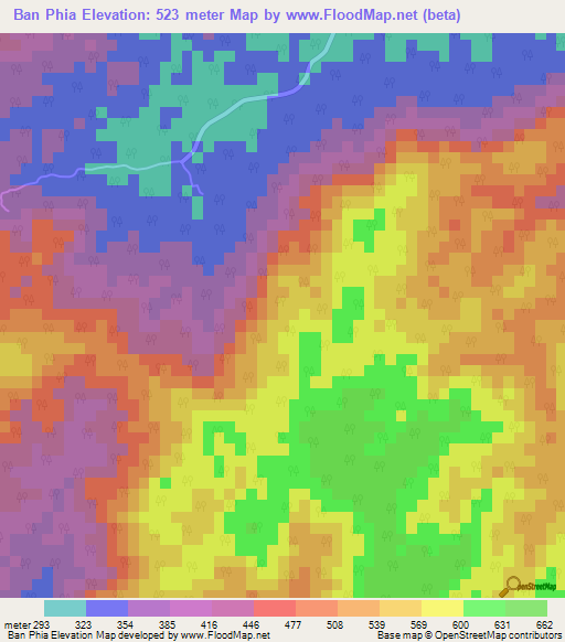 Ban Phia,Thailand Elevation Map