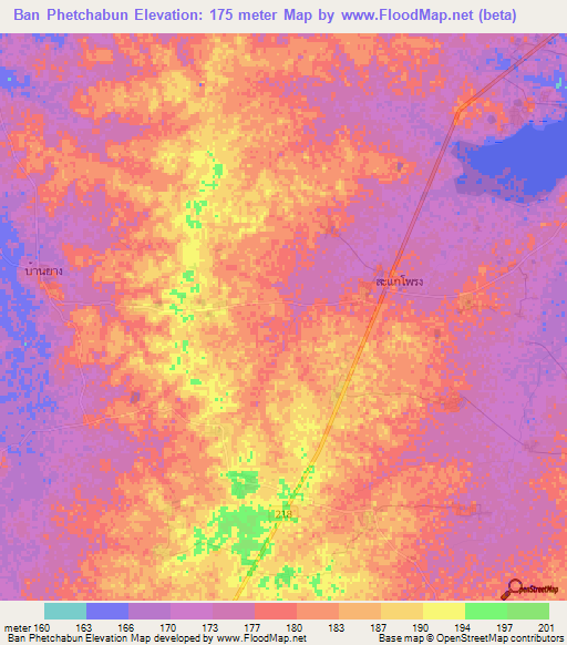 Ban Phetchabun,Thailand Elevation Map