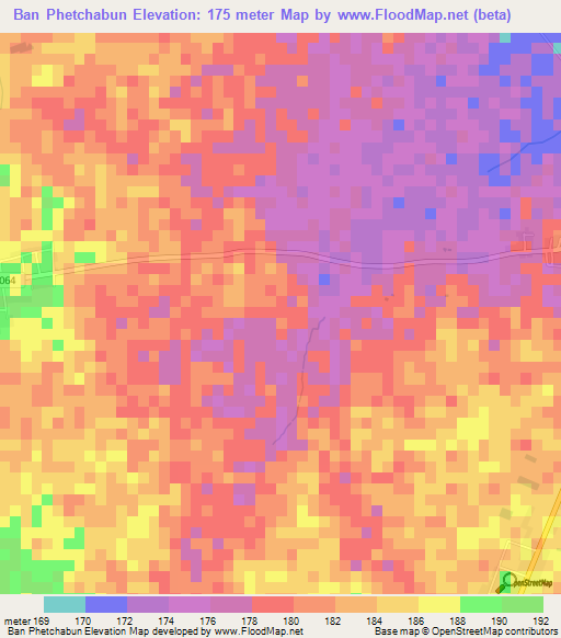 Ban Phetchabun,Thailand Elevation Map