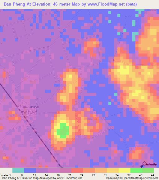 Ban Pheng At,Thailand Elevation Map