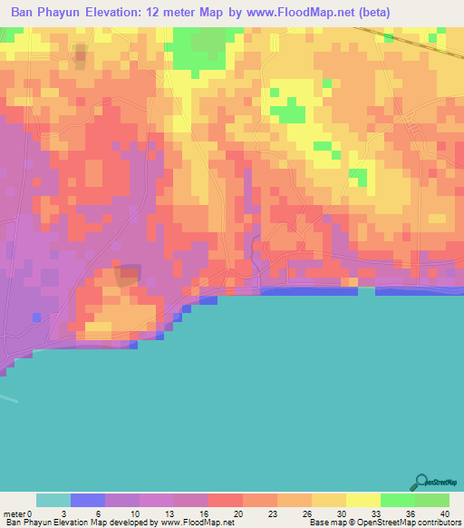 Ban Phayun,Thailand Elevation Map