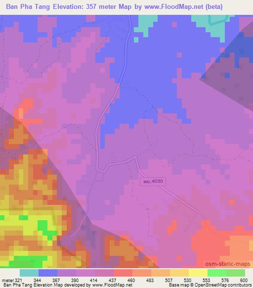 Ban Pha Tang,Thailand Elevation Map
