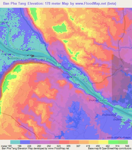 Ban Pha Tang,Thailand Elevation Map