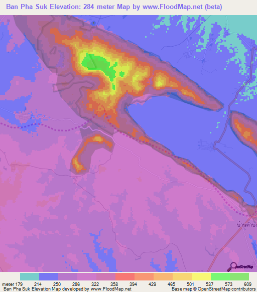 Ban Pha Suk,Thailand Elevation Map