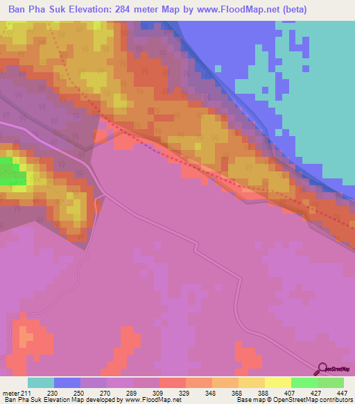 Ban Pha Suk,Thailand Elevation Map