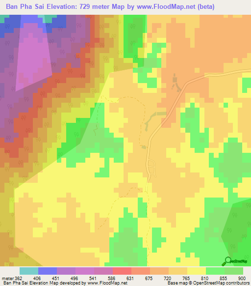 Ban Pha Sai,Thailand Elevation Map