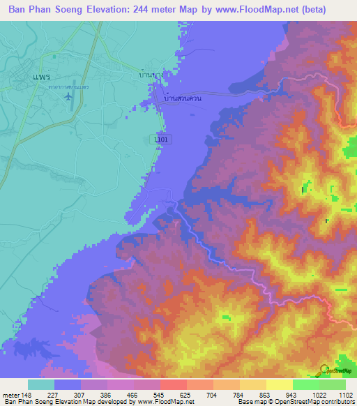 Ban Phan Soeng,Thailand Elevation Map