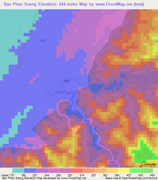 Ban Phan Soeng,Thailand Elevation Map