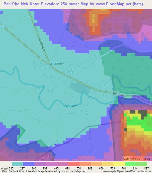 Ban Pha Nok Khao,Thailand Elevation Map