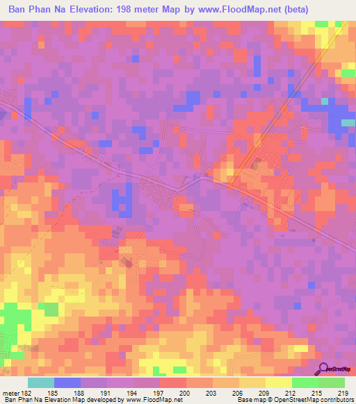 Ban Phan Na,Thailand Elevation Map