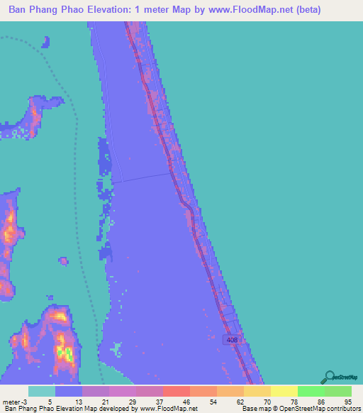 Ban Phang Phao,Thailand Elevation Map