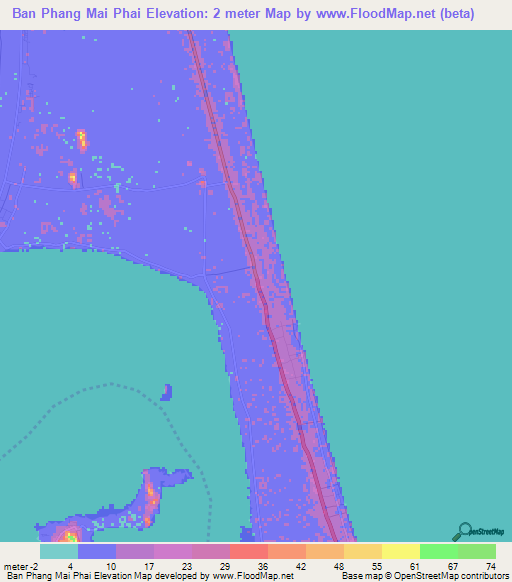 Ban Phang Mai Phai,Thailand Elevation Map