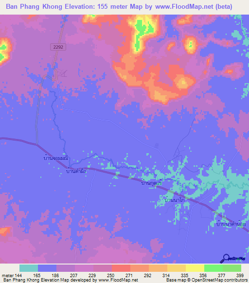 Ban Phang Khong,Thailand Elevation Map