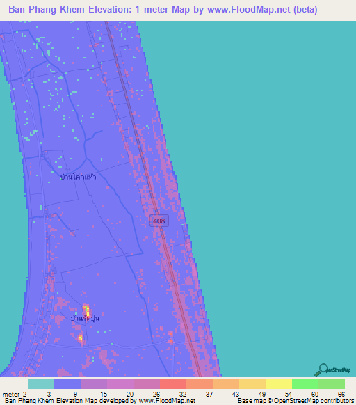 Ban Phang Khem,Thailand Elevation Map