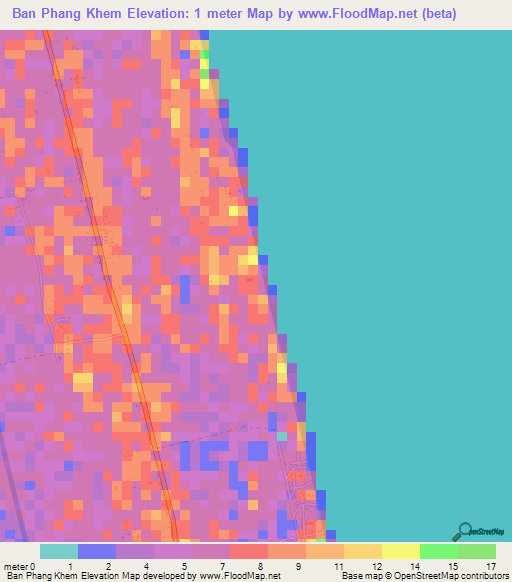Ban Phang Khem,Thailand Elevation Map