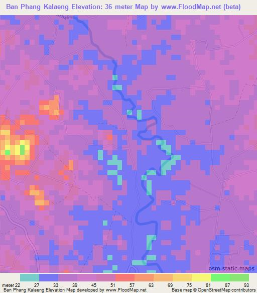 Ban Phang Kalaeng,Thailand Elevation Map