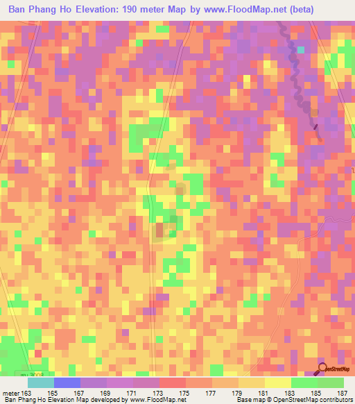 Ban Phang Ho,Thailand Elevation Map