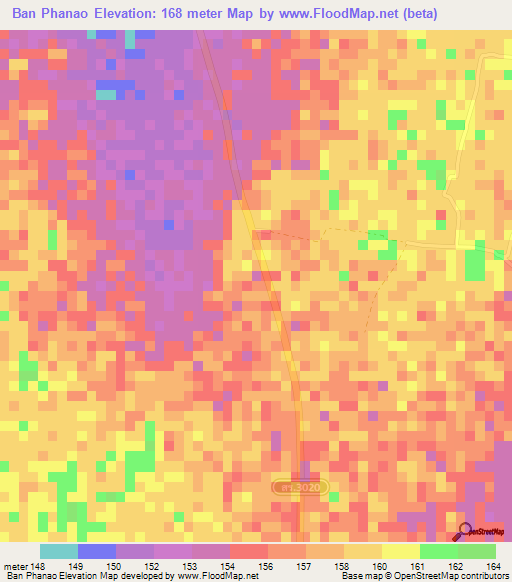 Ban Phanao,Thailand Elevation Map