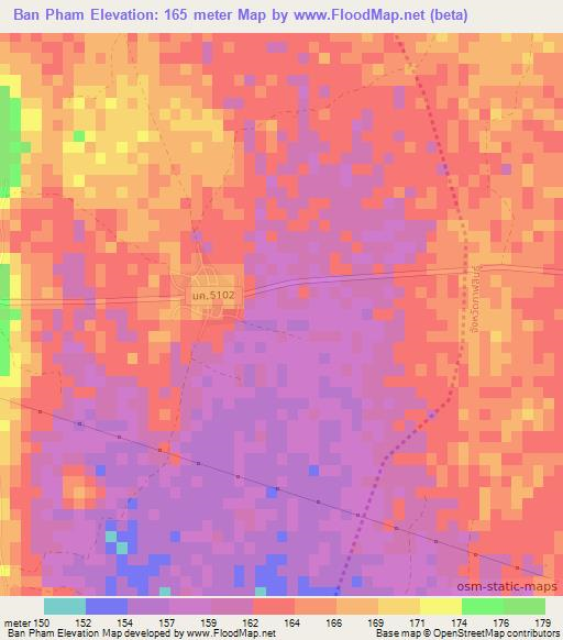 Ban Pham,Thailand Elevation Map