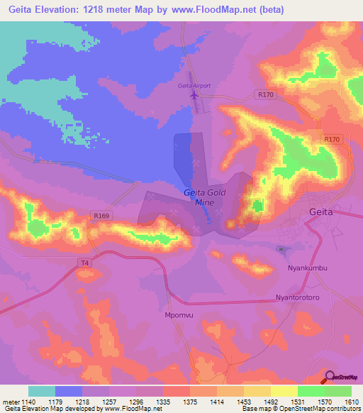 Geita,Tanzania Elevation Map