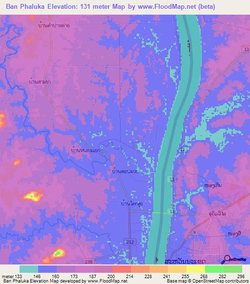Ban Phaluka,Thailand Elevation Map