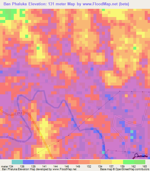 Ban Phaluka,Thailand Elevation Map