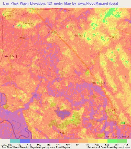 Ban Phak Waen,Thailand Elevation Map