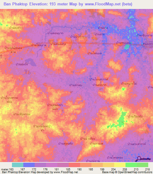 Ban Phaktop,Thailand Elevation Map