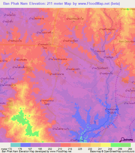 Ban Phak Nam,Thailand Elevation Map